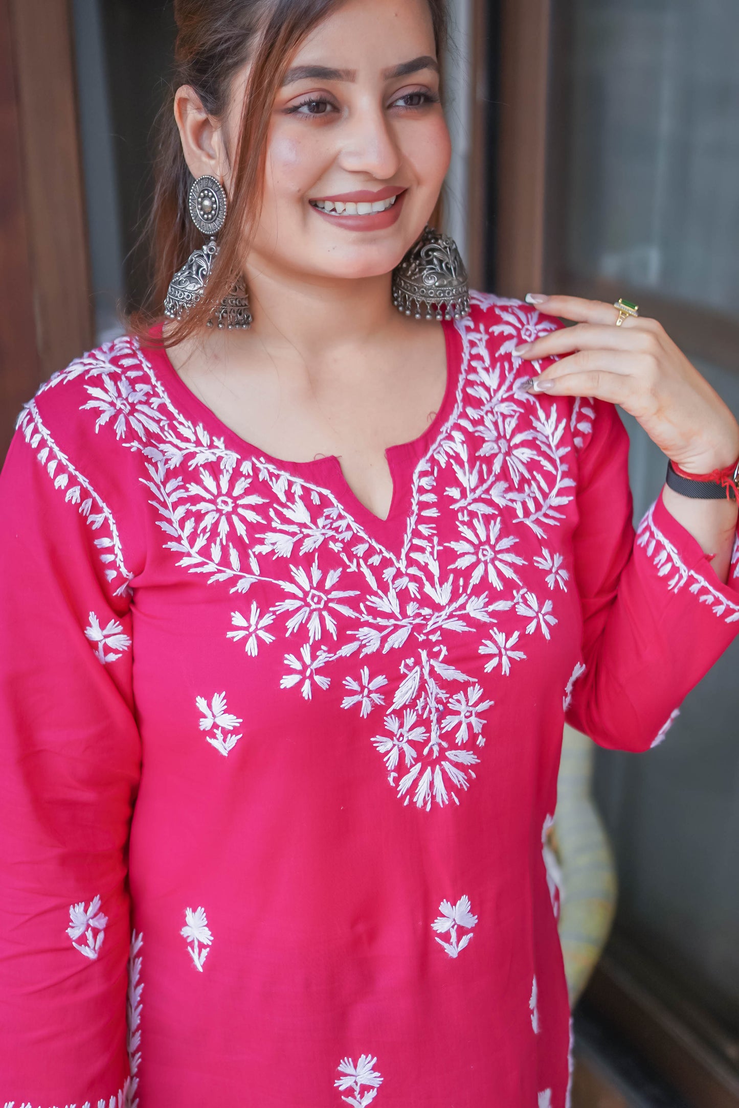 Chikankari Hand Embroidery Short Kurtii