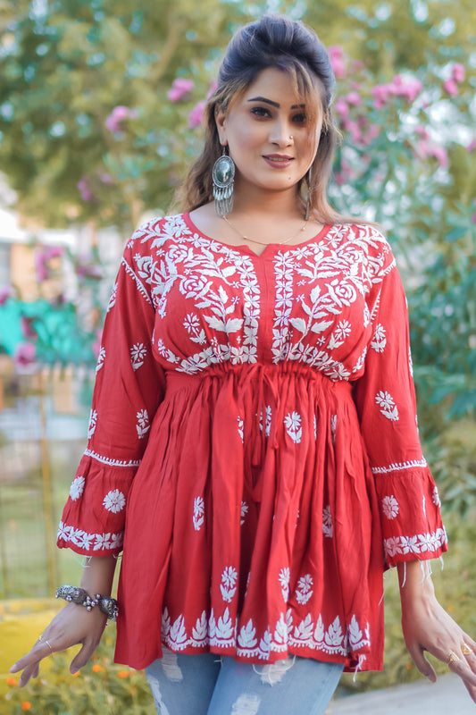 Chikankari Embroidery Short Kurti