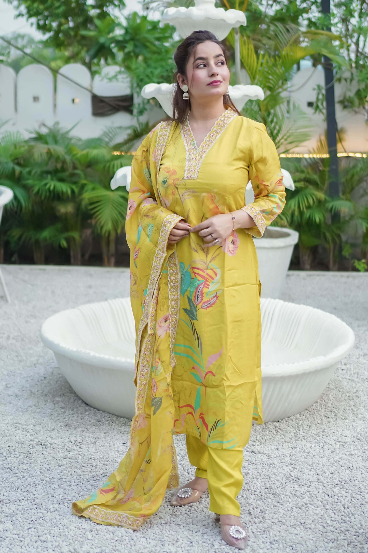 Floral Handpainted Kurti Set