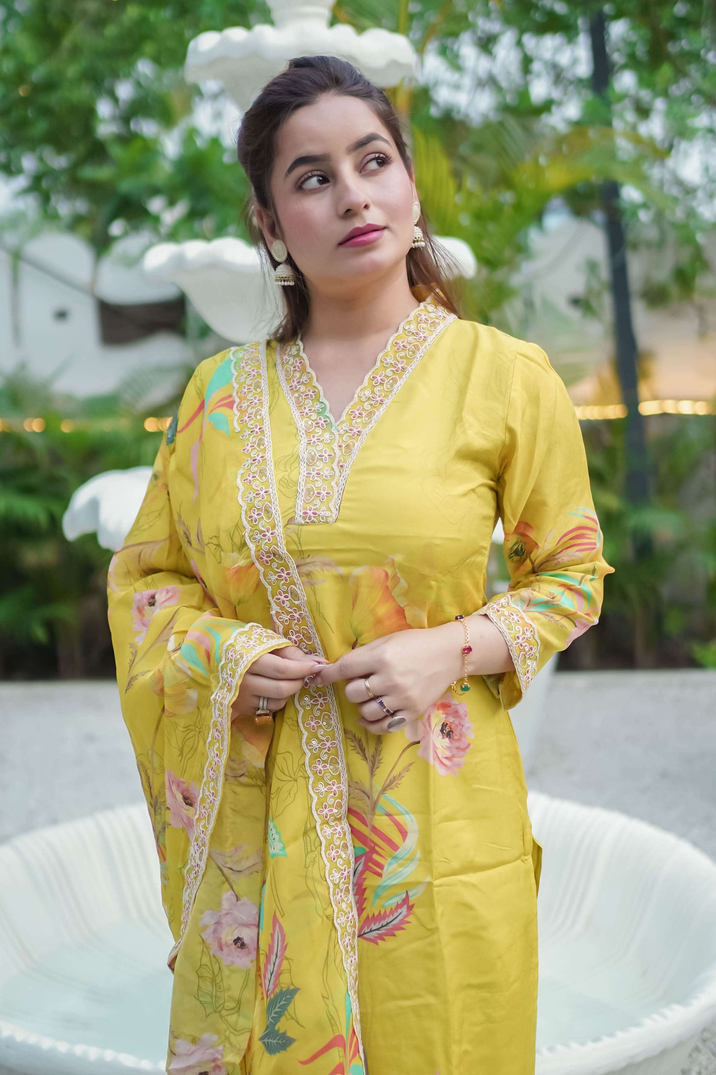 Floral Handpainted Kurti Set