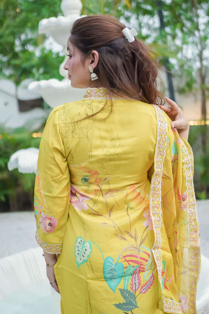 Floral Handpainted Kurti Set