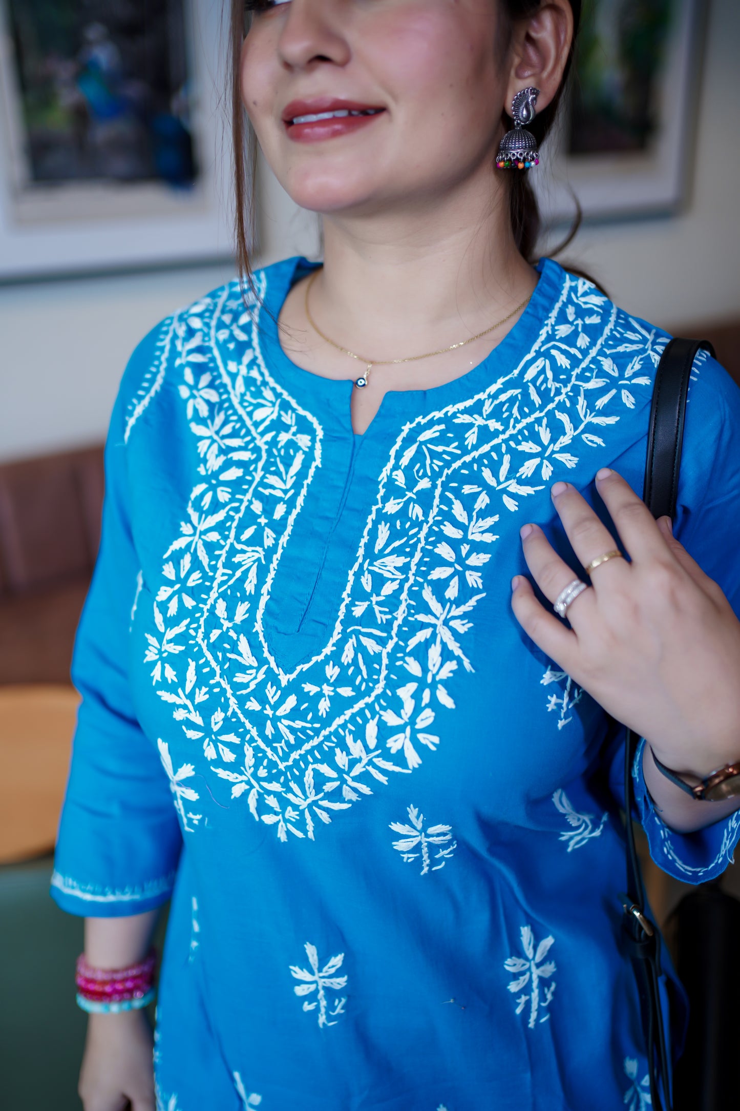 Beautiful Embroidery Chikankari Short Kurti